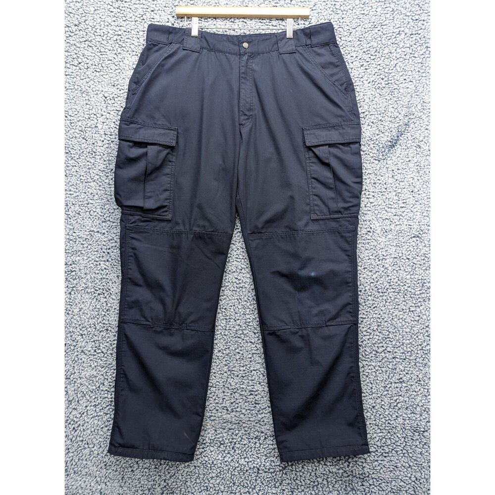 5.11 Tactical Cargo Utility Pants Mens XL Tall Double Knee Canvas Ripstop Blue